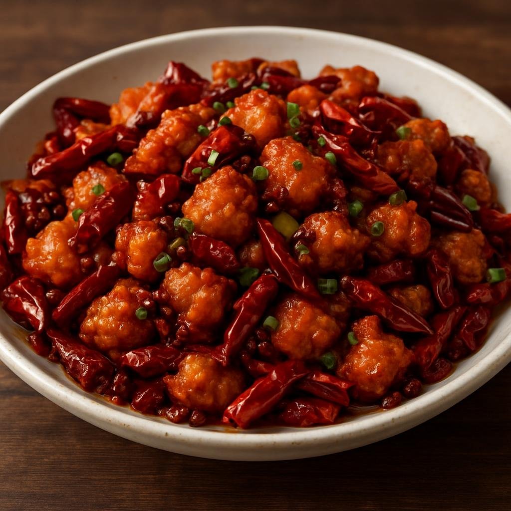 Entree: China – Guizhou – 贵州辣子鸡 ➤ Guìzhōu làzǐ jī (Crispy bite-sized chicken stir-fried with abundant dried chiles and aromatic spices from Guizhou province) recipe