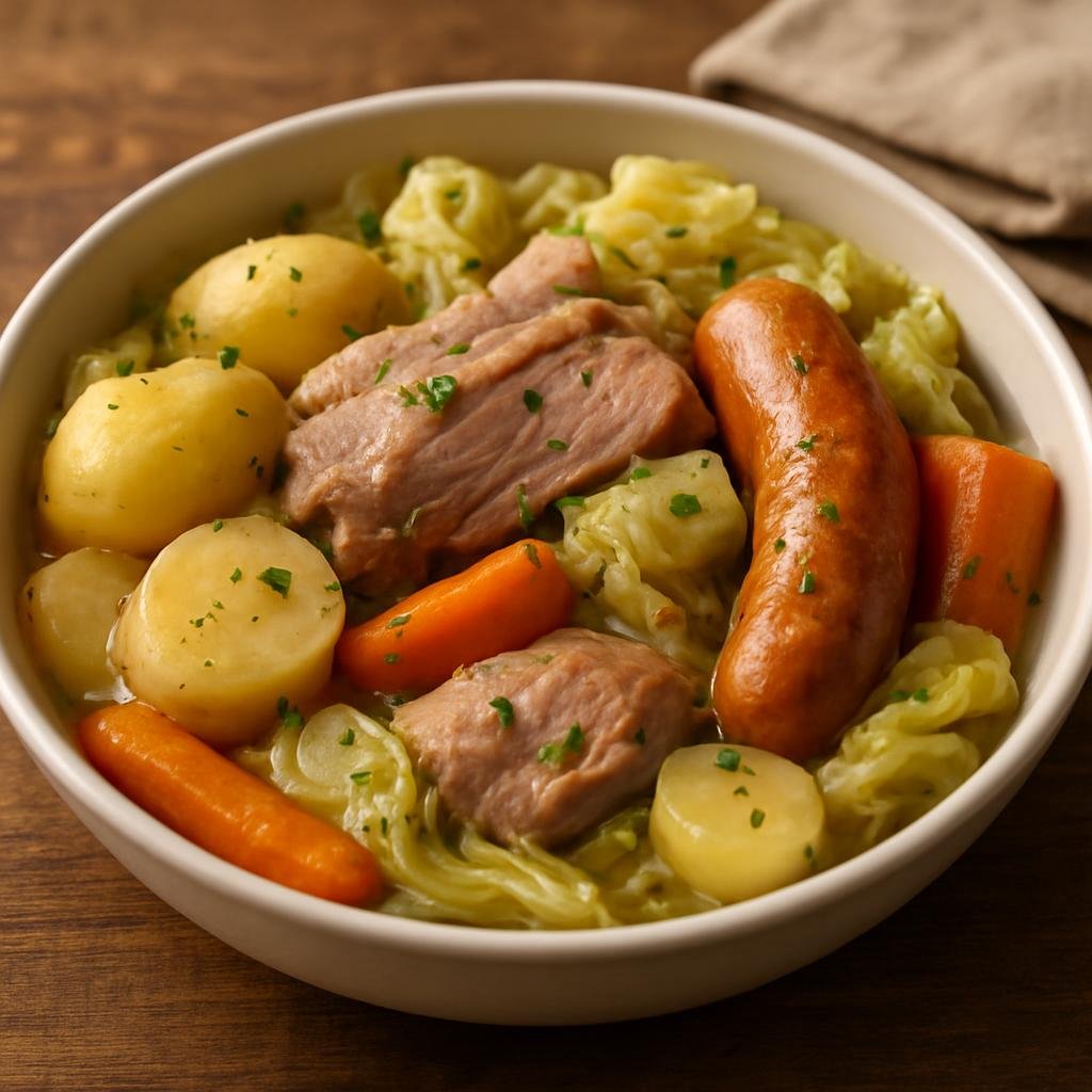 Entree: France – Champagne – Potée Champenoise (Champagne-region slow-cooked pork and root vegetable stew) recipe