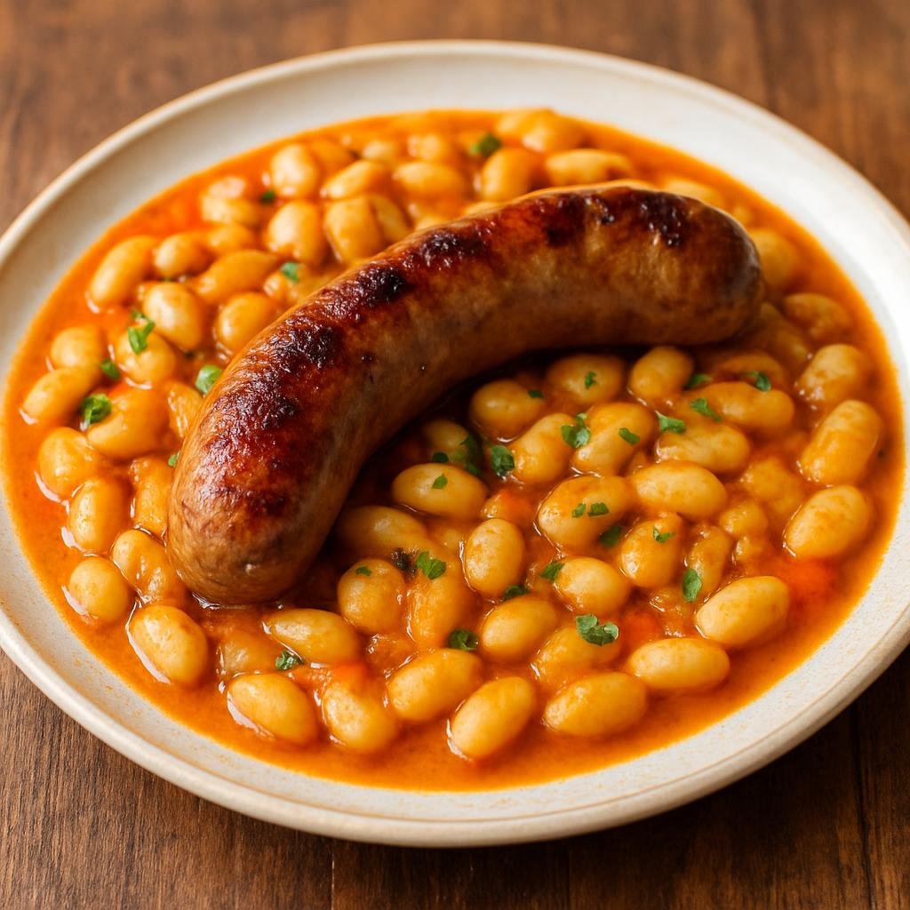 Entree: Spain – Catalonia – Botifarra amb Mongetes (Catalan grilled pork sausage served with stewed white beans) recipe
