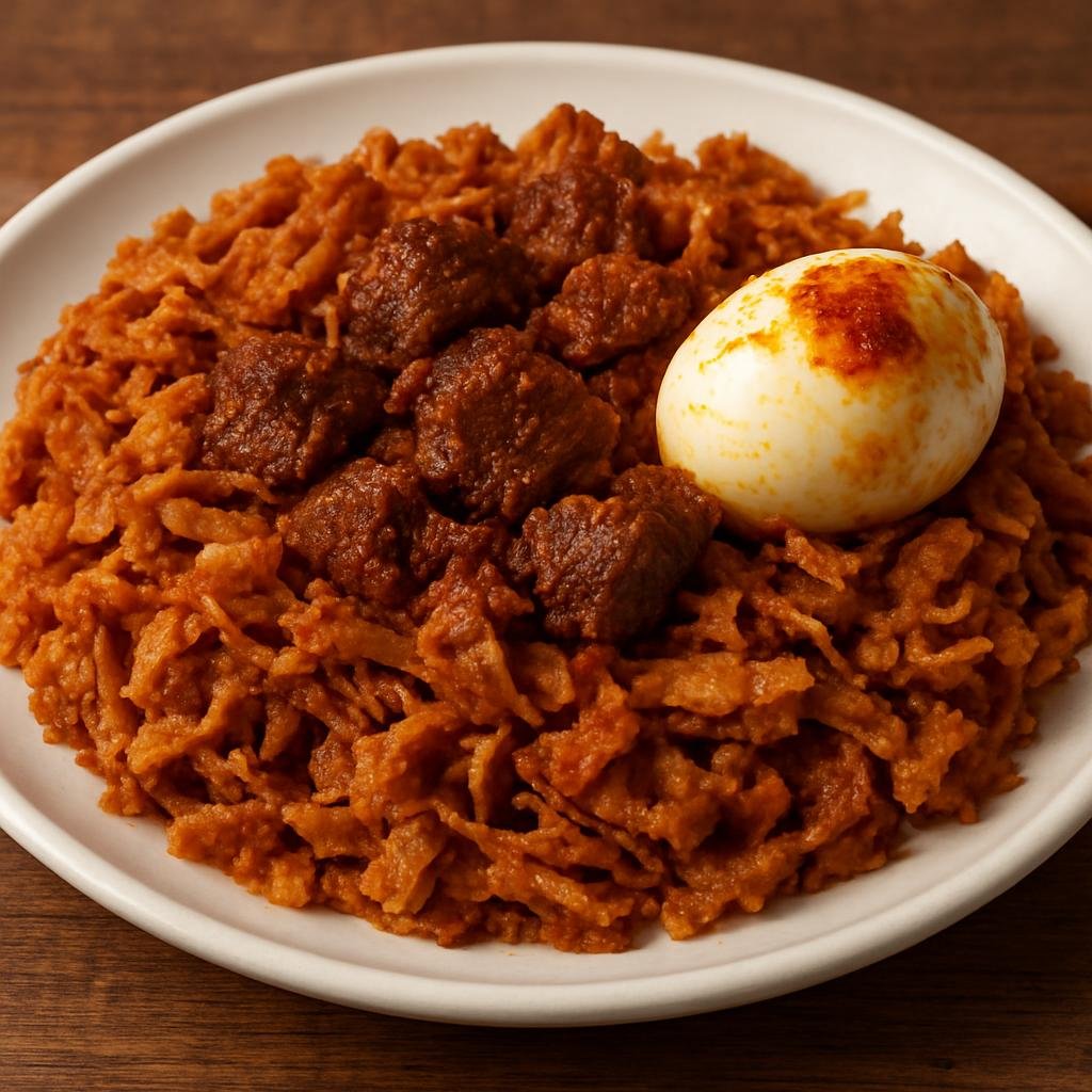 Entree: Ethiopia – Oromo – Dabboo Firfir (Shredded flatbread tossed with spiced clarified butter, berbere, and stewed meat or eggs) recipe