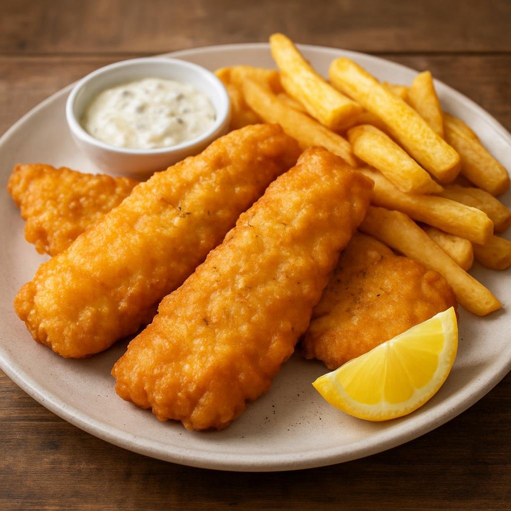 Entree: Australia – Tasmania – Battered Flathead (Tasmanian flathead fish fillets coated in a crisp beer batter and fried until golden) recipe
