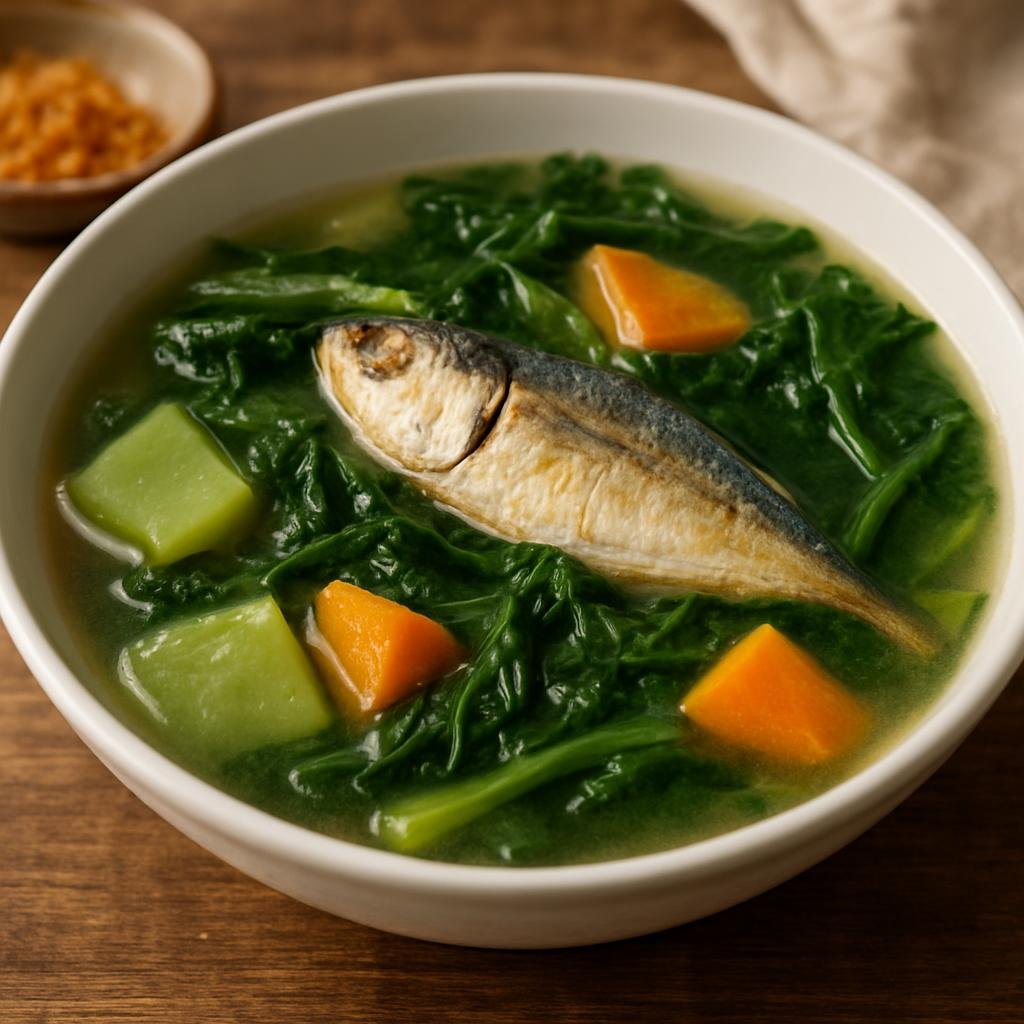 Entree: Philippines – Visayas – Laswa (Clear vegetable and fish soup with squash and leafy greens) recipe