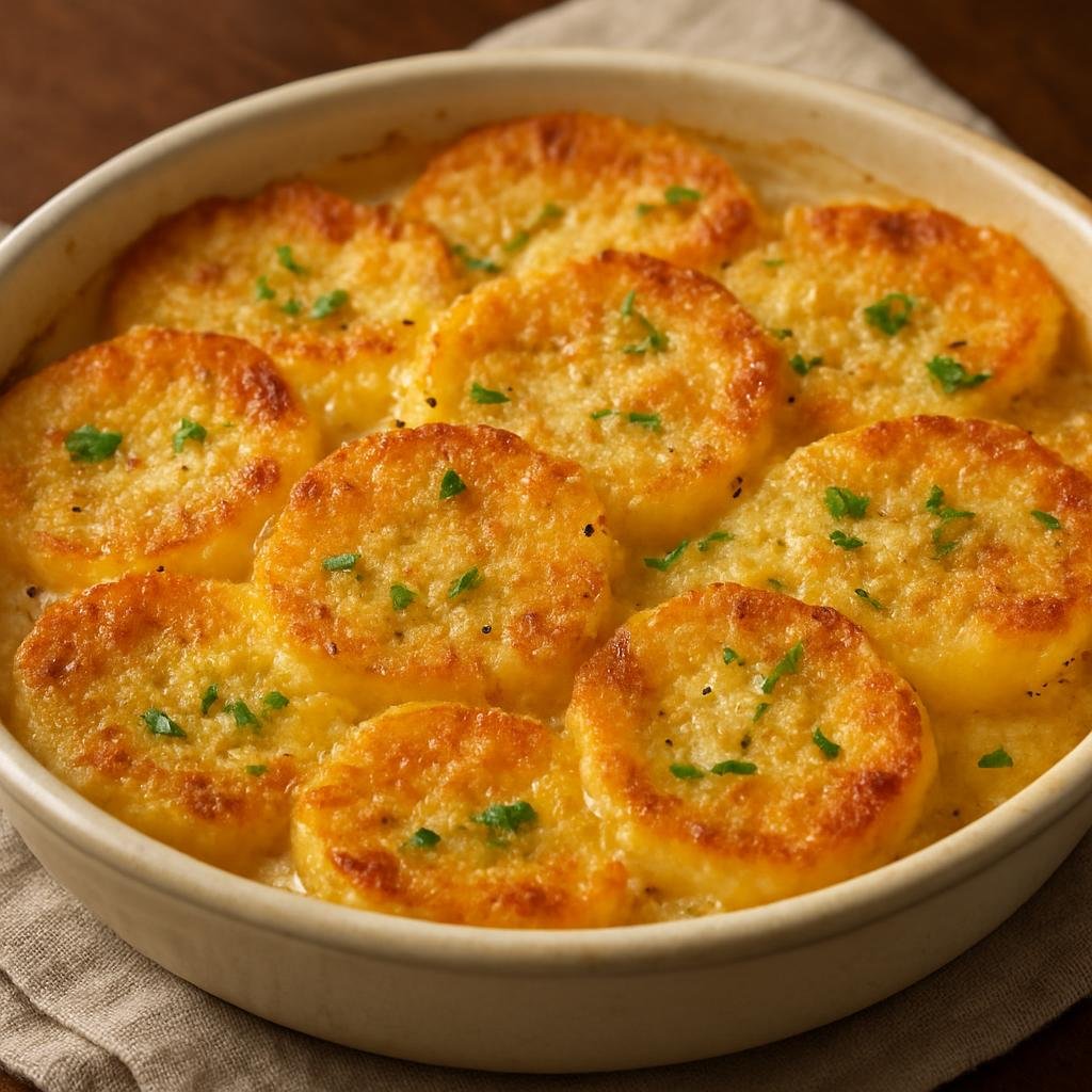 Entree: Italy – Lazio / Rome – Gnocchi alla Romana (Baked semolina gnocchi disks enriched with butter, egg yolks, and Parmesan) recipe