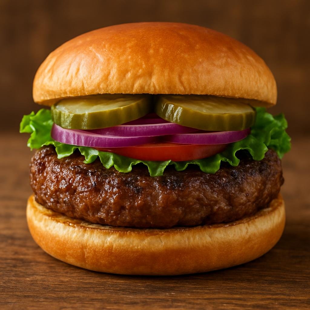 Entree: Canada – Ontario – Bison Burger (A grilled ground-bison patty served on a bun with classic burger toppings) recipe
