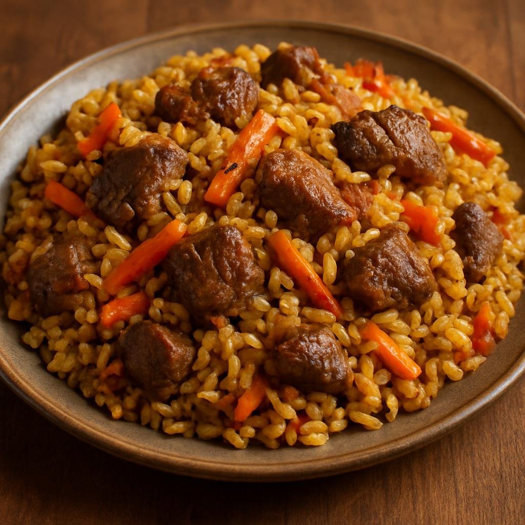 Entree: Russia – Kuban – Плов ➤ Plov (Hearty rice pilaf cooked with lamb, carrots, onions, and warm spices) recipe