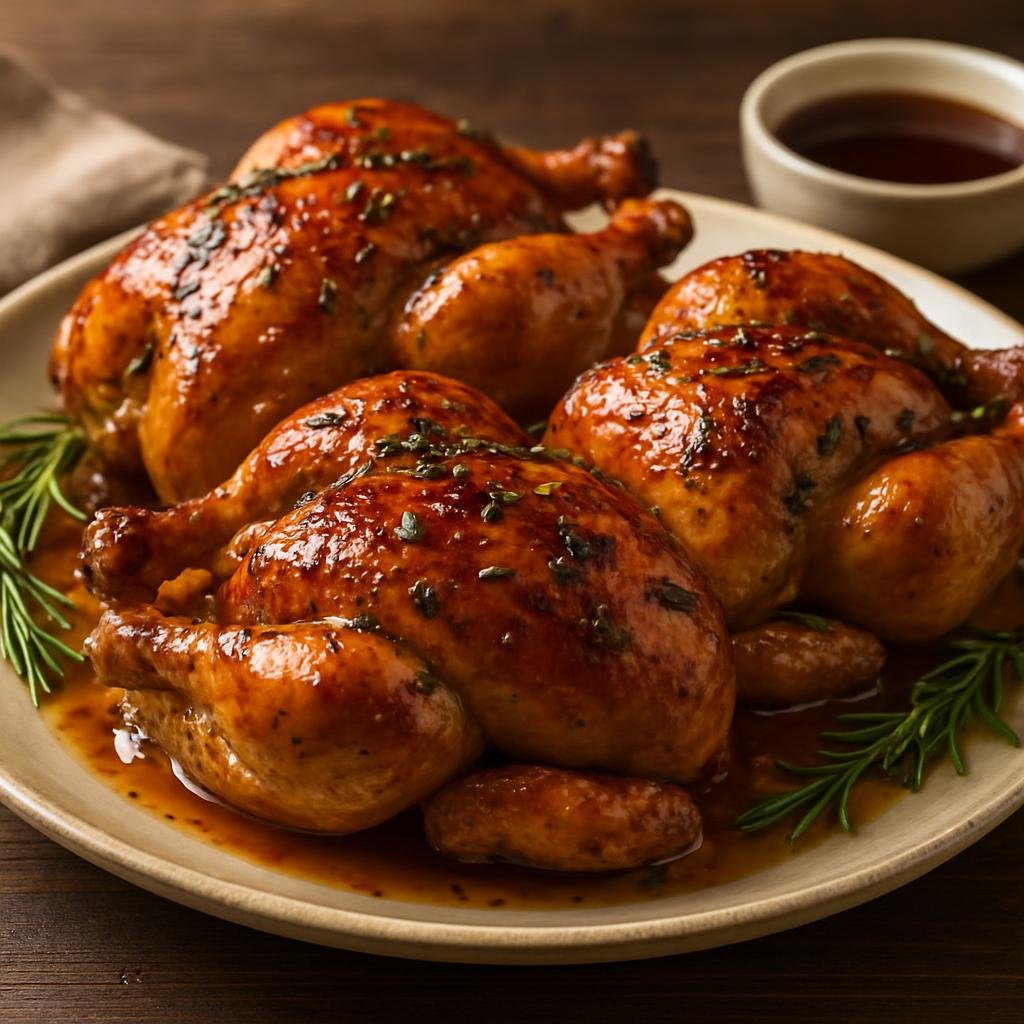 Entree: Canada – Ontario – Ontario Cornish Hen (Roasted small Cornish hens glazed with Canadian maple and herbs) recipe