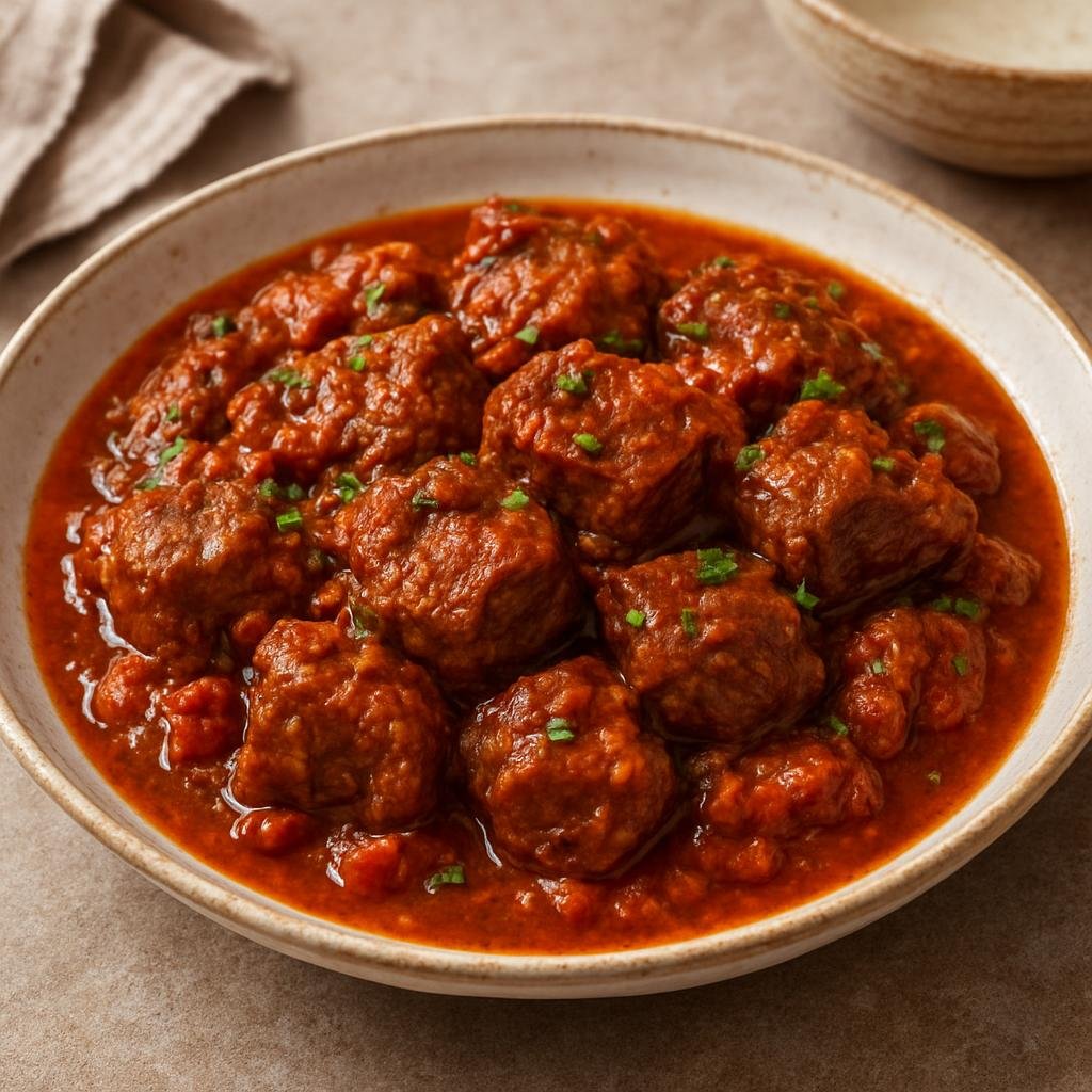 Entree: Greece – Peloponnese – Κοκκινιστό ➤ Kokkinistó (Greek slow-braised tomato stew of beef or lamb seasoned with warm spices) recipe
