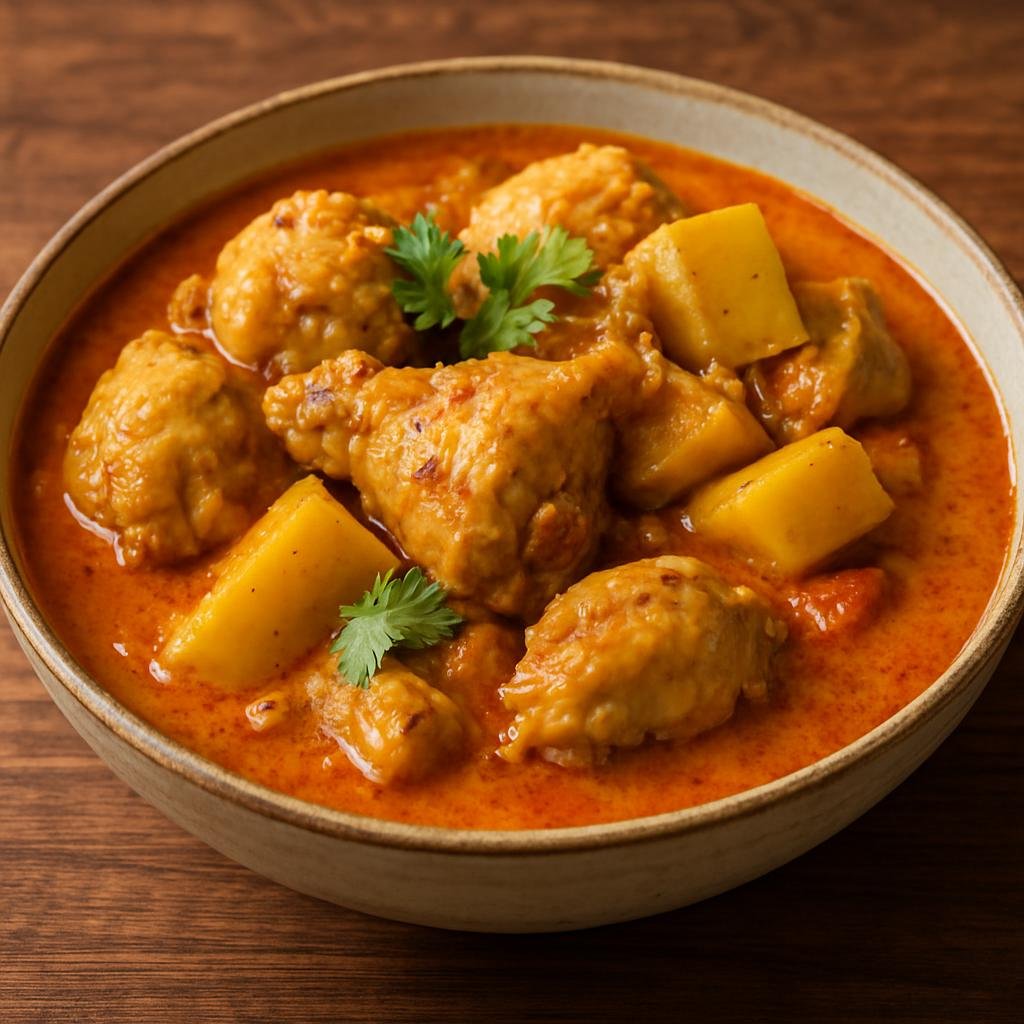 Entree: Philippines – Visayas – Inubaran (Visayan chicken stew cooked in coconut milk with banana pith and annatto for color and warm spices) recipe