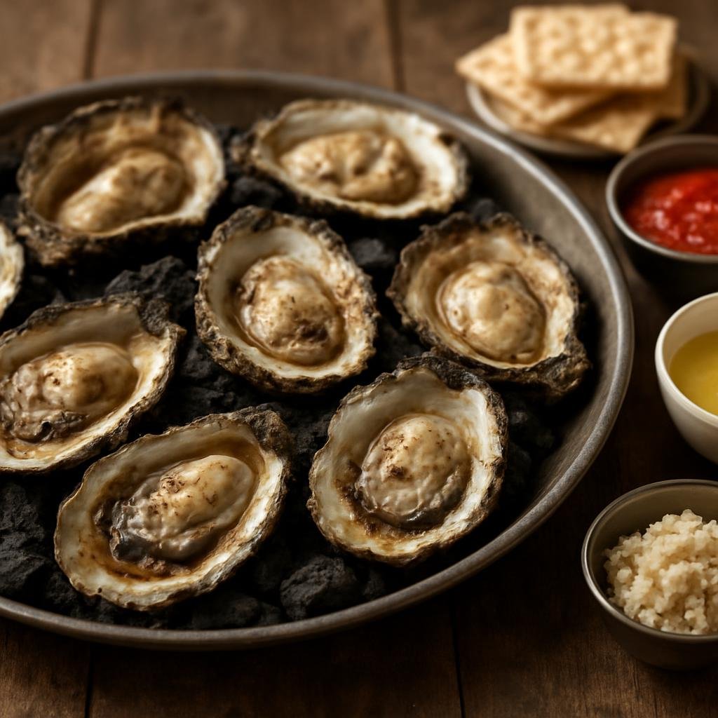Entree: United States – Carolinas Lowcountry – Oyster Roast (Coastal oysters roasted over open coals and served hot with drawn butter and classic condiments) recipe