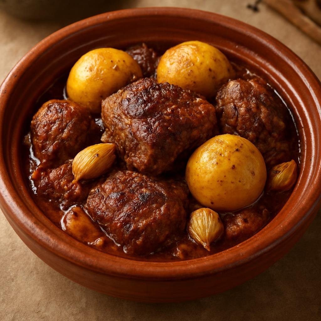 Entree: Morocco – Sahara & Southern Morocco – طنجية مراكشية ➤ Tanjia Marrakchia (Marrakech-style slow-braised meat cooked with preserved lemon, garlic, and warming spices in an urn) recipe