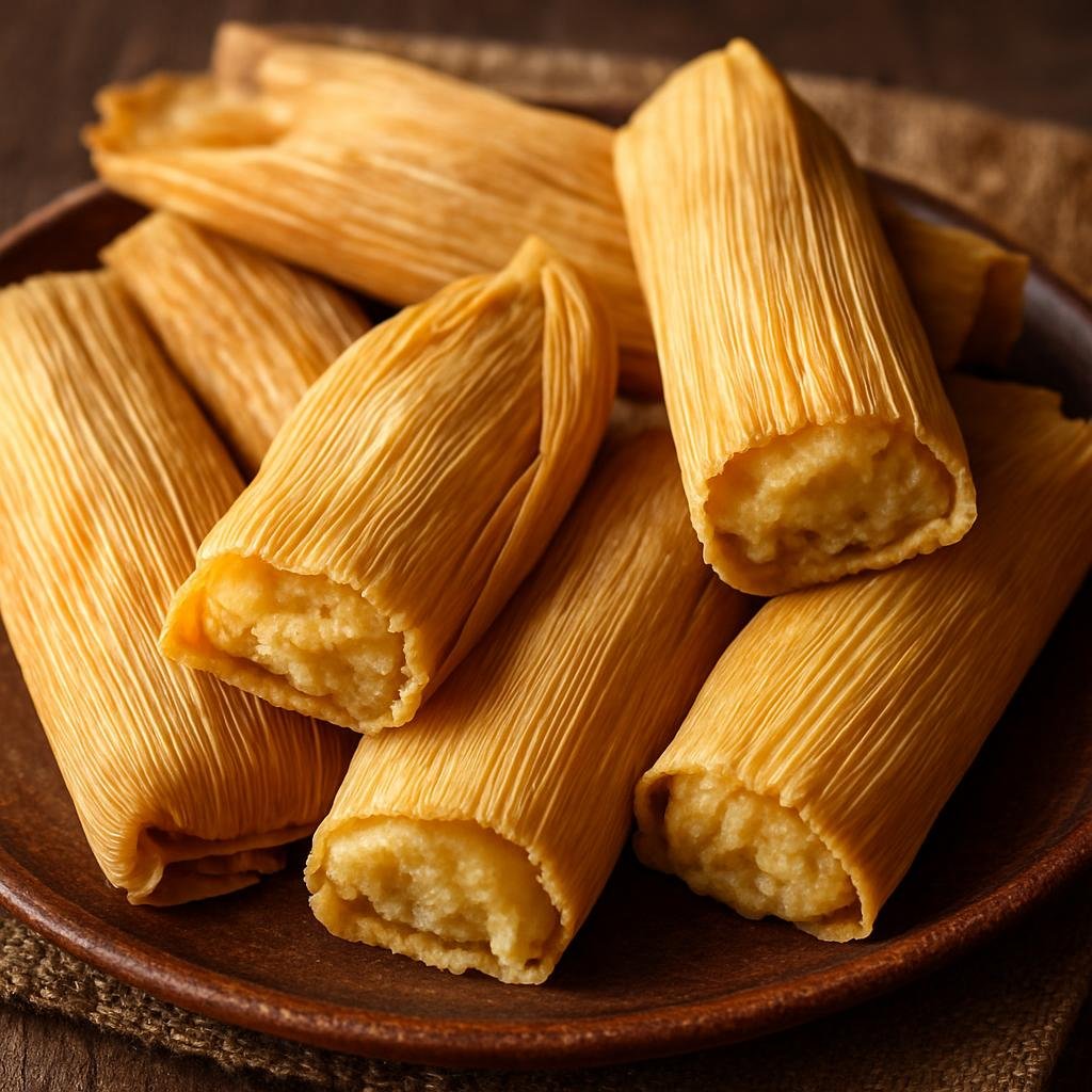Entree: Mexico – Mexican Street Food Classics – Tamales (Corn masa dough filled, wrapped in corn husks, and steamed until tender) recipe