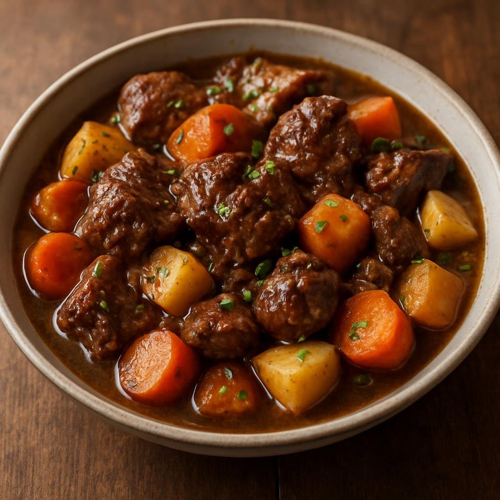 Entree: United Kingdom – Scotland Highlands – Lamb Casserole (Hearty slow-braised lamb with root vegetables in a savory stock) recipe