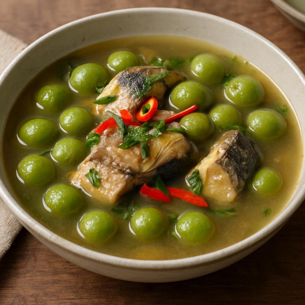 Entree: Malaysia – Sarawak – Terung Dayak Soup (A Dayak-style clear sour and savory soup featuring small round wild eggplants and salted or fresh fish) recipe