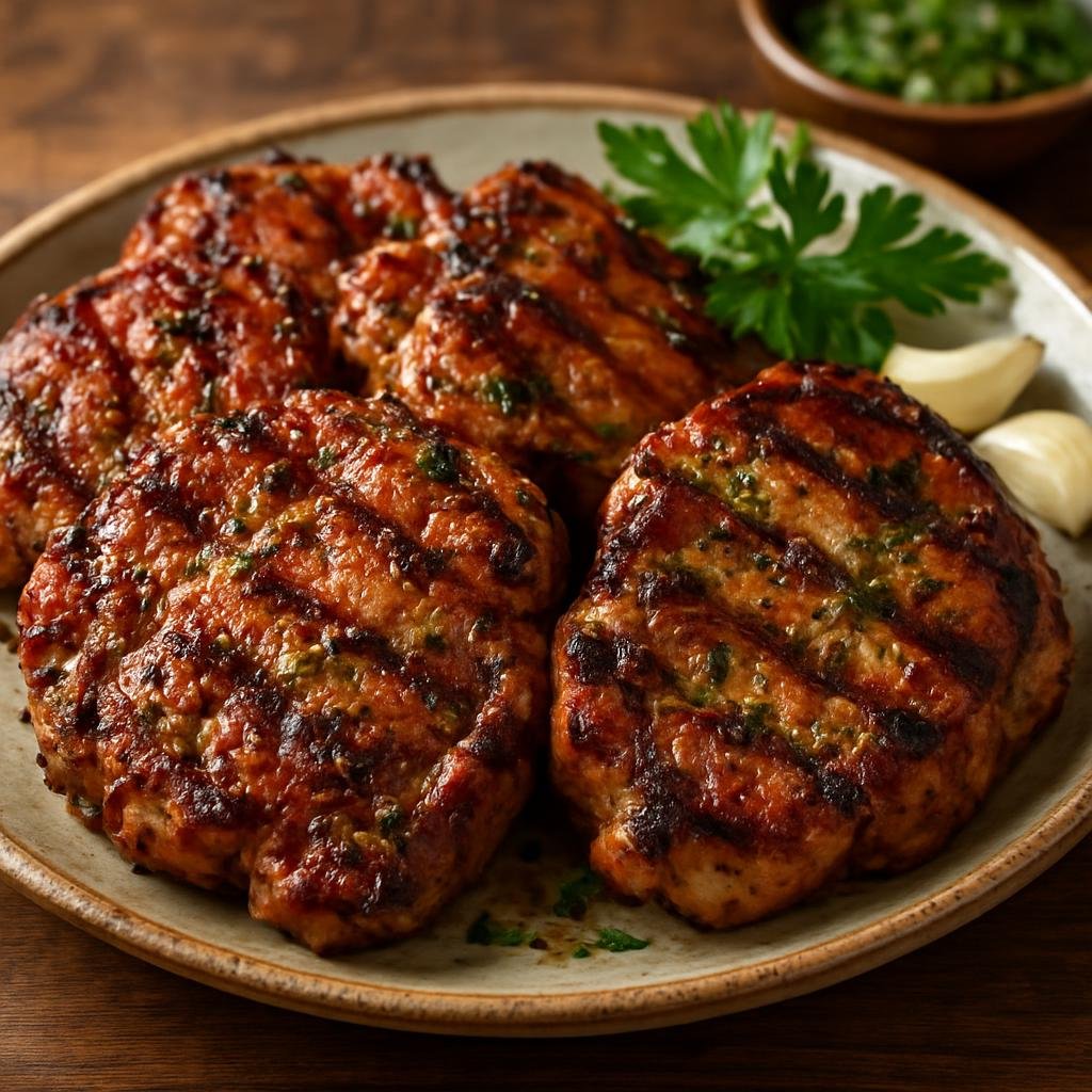 Entree: Poland – Silesia – Karkówka z Grilla (Grilled marinated pork neck steaks flavored with garlic and herbs) recipe