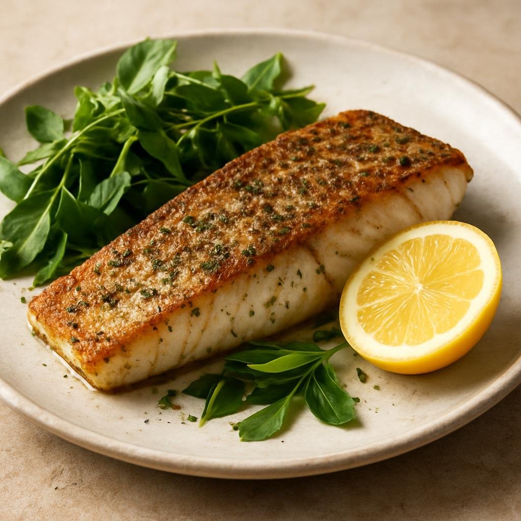 Entree: Australia – Western Australia – Barramundi with Lemon Myrtle (Pan-seared barramundi fillets flavored with native lemon myrtle and citrus) recipe