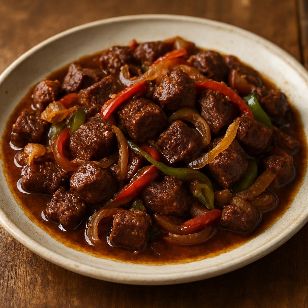 Entree: Ethiopia – Sidama – ቲብስ ➤ Tibs (Sautéed spiced cubes of beef or lamb cooked with onions and peppers in spiced clarified butter) recipe