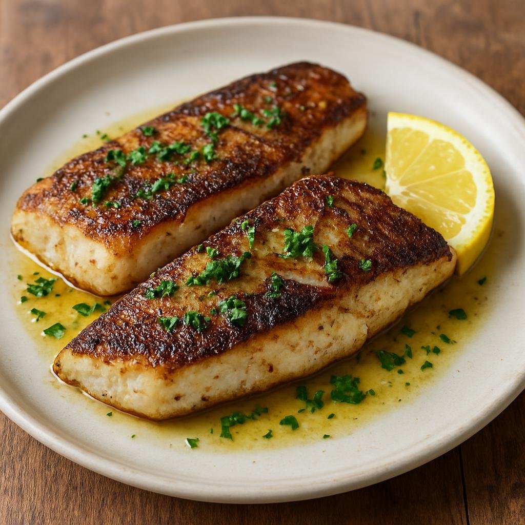 Entree: Argentina – Patagonia – Merluza Negra a la Plancha (Patagonian black hake fillets seared on a hot griddle and finished with butter, lemon, and parsley) recipe