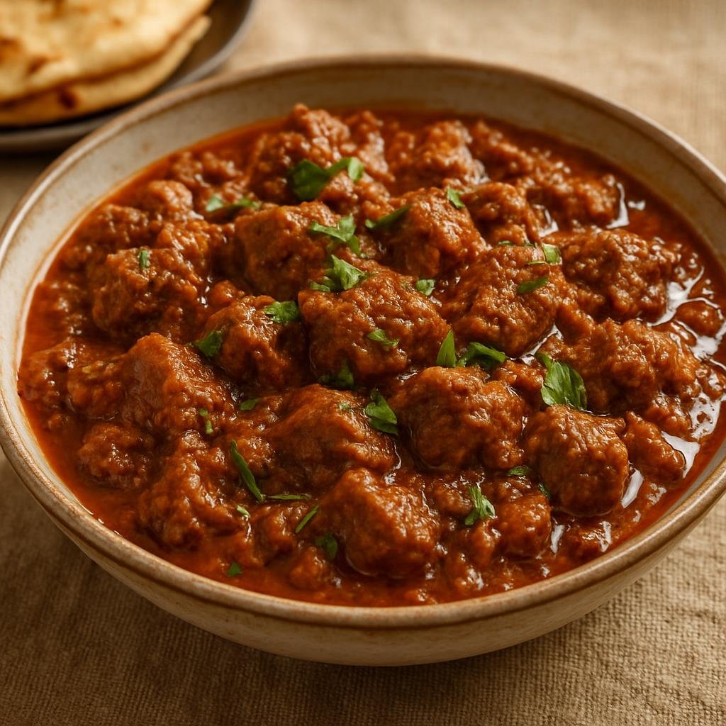 Entree: Pakistan – Punjab – بھنا گوشت ➤ Bhuna Gosht (Slow-seared spiced meat cooked down until the spices and tomatoes cling to tender pieces creating a thick aromatic gravy) recipe