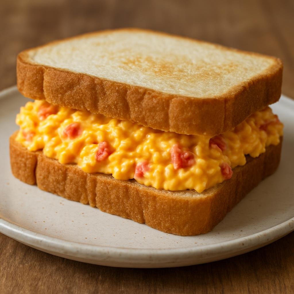 Entree: United States – Carolinas Piedmont – Pimento Cheese Sandwich (Creamy spread of sharp cheddar and roasted pimentos served between slices of bread) recipe