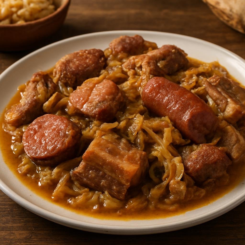 Entree: Italy – Lombardy – Cassoeula (Hearty Lombard winter stew of mixed pork cuts cooked with cabbage) recipe
