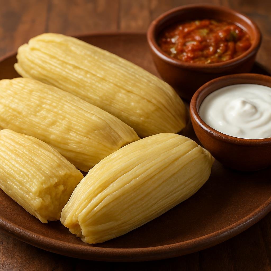Entree: Mexico – Michoacan – Uchepos (Steamed tender sweet corn tamales made from fresh young corn, commonly served with crema or salsa) recipe