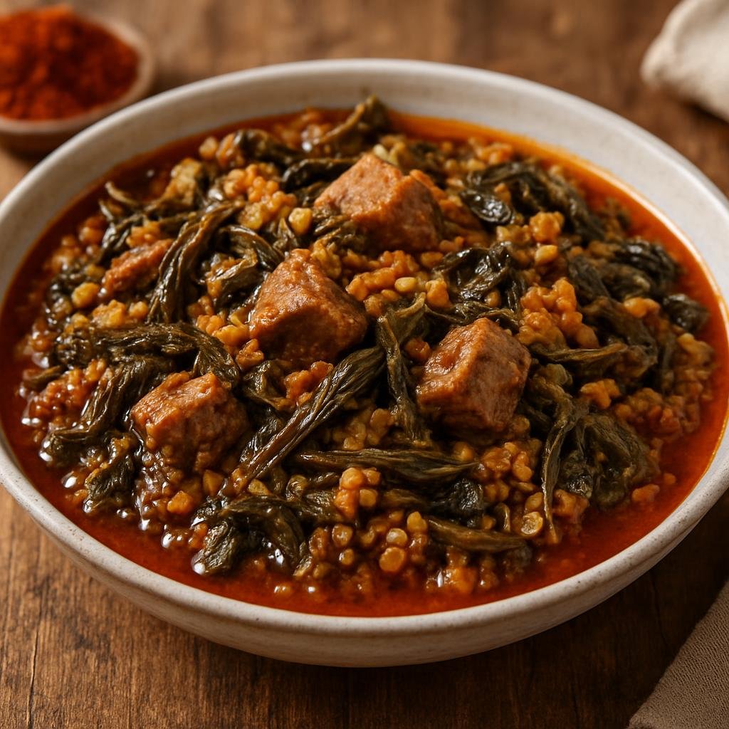 Entree: Turkey – Turkish Kurdish Cuisine – Kenger Meftunesi (Stewed wild thistle with lamb and bulgur) recipe