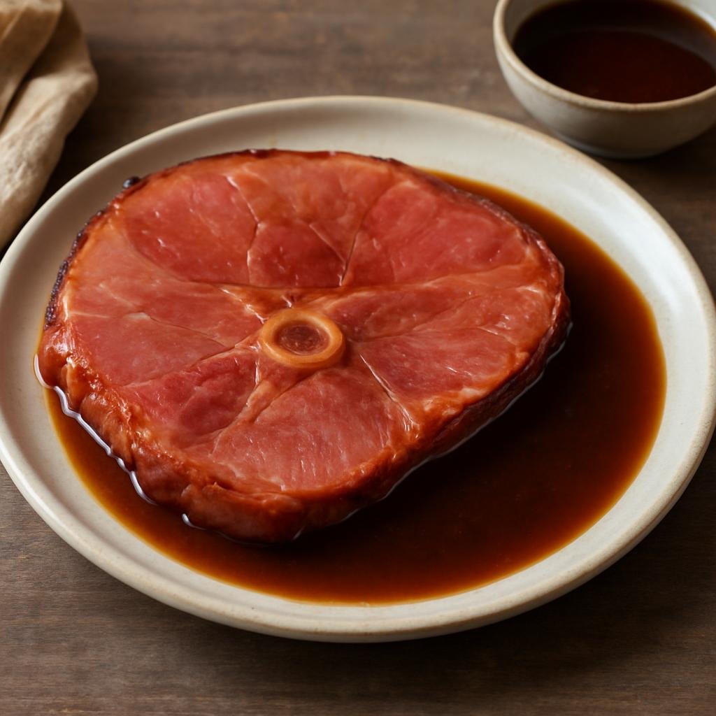 Entree: United States – Chesapeake Bay – Virginia Ham with Red-Eye Gravy (Salt-cured Virginia ham served with a thin pan gravy made from ham drippings and strong black coffee) recipe