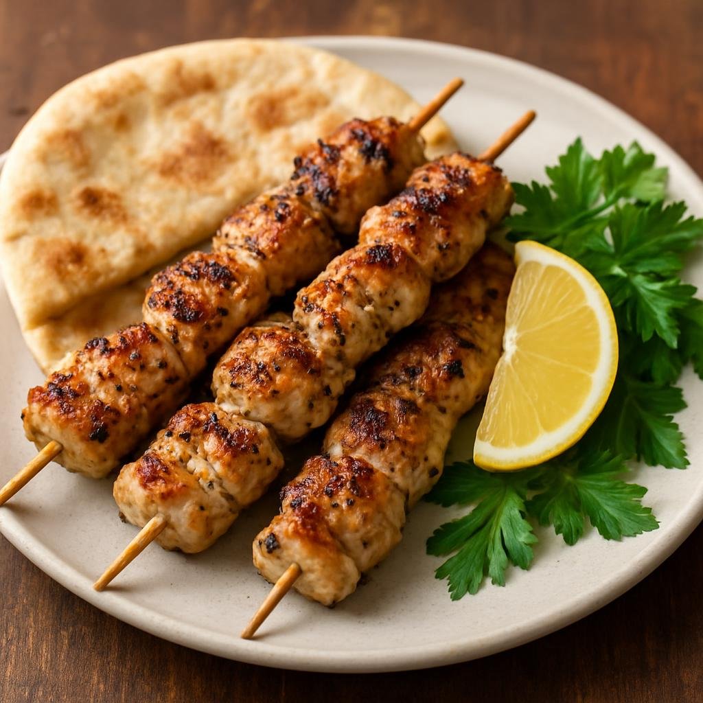 Entree: Canada – Toronto Multicultural – κοτόπουλο σουβλάκι ➤ Kotopoulo souvlaki (Skewered marinated grilled chicken served with pita, lemon, and herbs) recipe