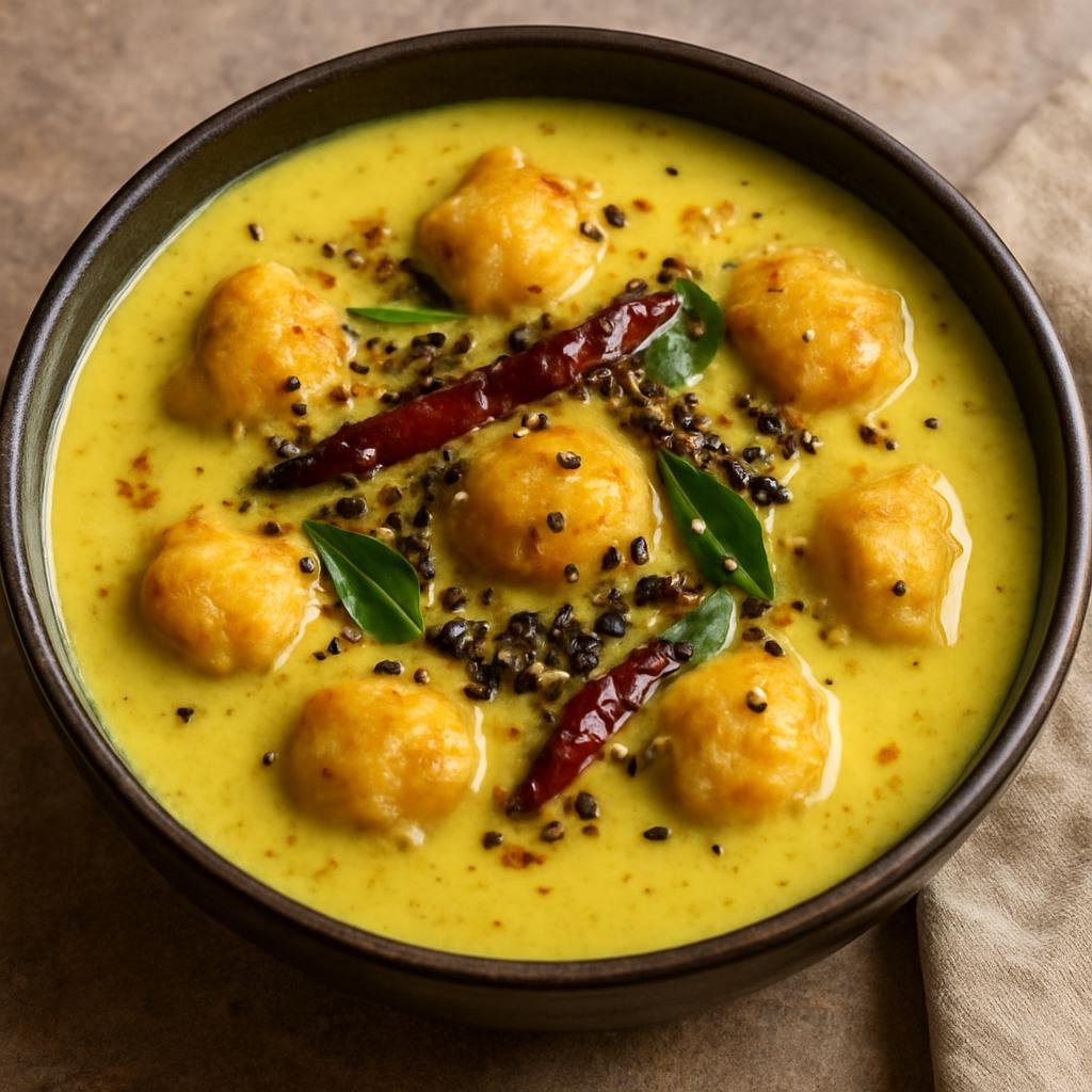 Entree: India – Gujarat – કઢી ➤ Kaḍhī (Yogurt and gram flour stew tempered with spices, typical of Gujarati home cooking) recipe
