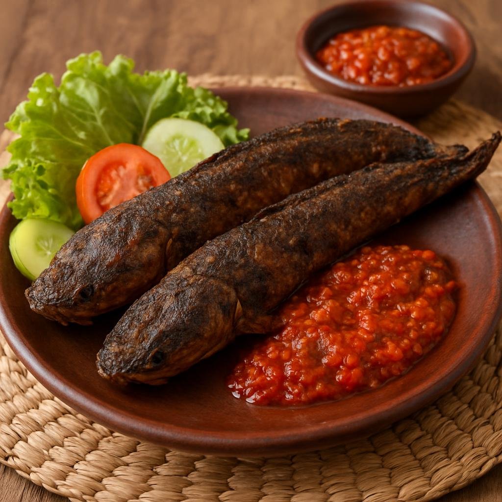 Entree: Indonesia – Java – Pecel Lele (Deep-fried catfish served with a spicy sambal and fresh raw vegetables) recipe