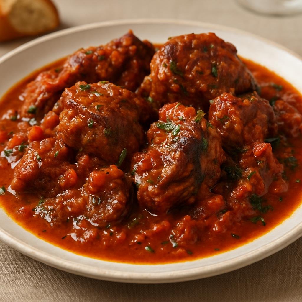 Entree: Italy – Molise – Agnello al Cotturo (Slow-braised Molisan lamb in tomato, wine, and herb sauce) recipe