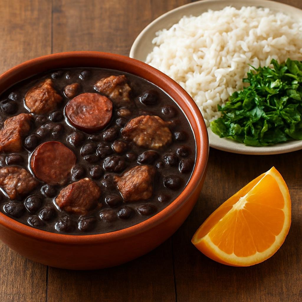 Entree: Brazil – Parana – Feijoada (Hearty Brazilian black bean and mixed-pork stew traditionally served with rice, collard greens, and orange) recipe