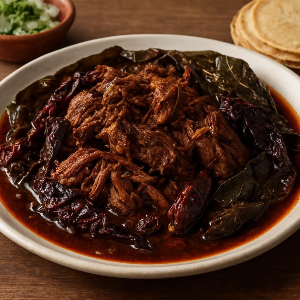 Entree: Mexico – Oaxaca – Barbacoa de Chivo (Slow‑braised goat barbacoa seasoned with dried chiles and aromatics, traditionally steamed in leaves) recipe
