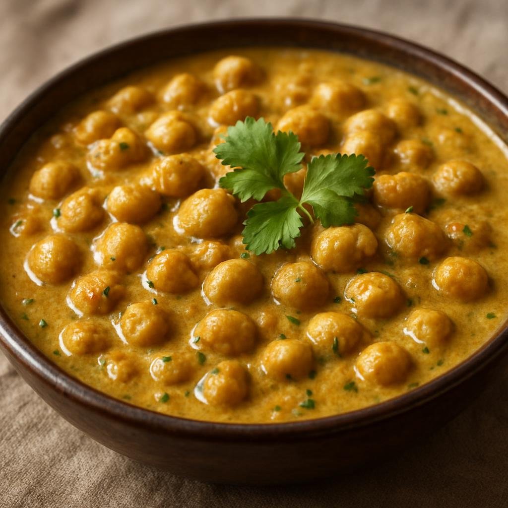 Entree: India – Himachal & Uttarakhand Hills – चना मद्रा ➤ Chana Madra (Himachali chickpea curry simmered in a tangy spiced yogurt and gram-flour sauce) recipe