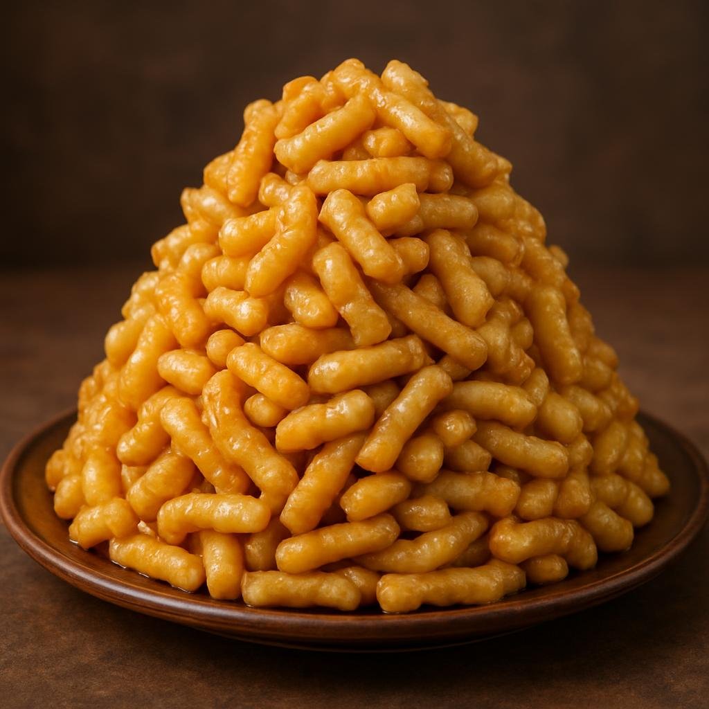 Entree: Russia – Tatar Cuisine – Чәк-чәк ➤ Chäk-chäk (Tatar fried dough pieces coated in a honey syrup and formed into a mound) recipe