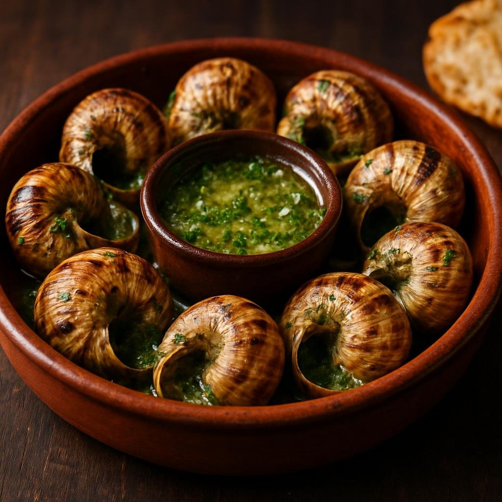 Entree: France – Languedoc-Roussillon – Cargolade (Woodfire-grilled land snails served with garlic-herb butter) recipe