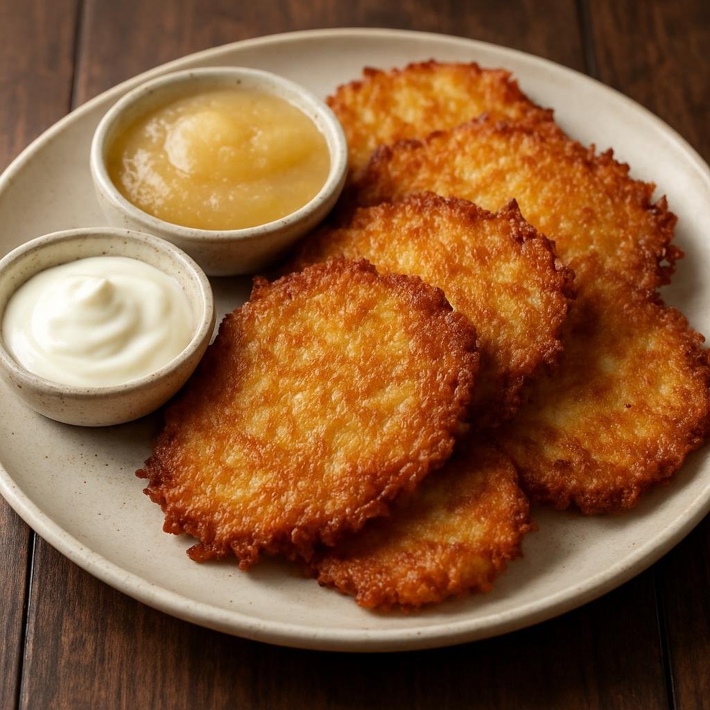 Entree: Germany – Thuringia – Kartoffelpuffer (Crispy fried potato pancakes traditionally served hot with applesauce or sour cream) recipe