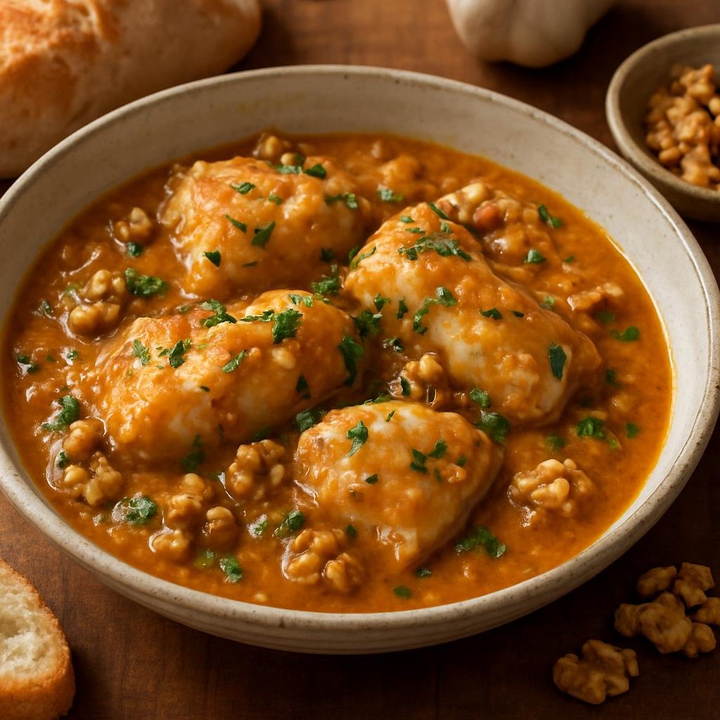 Entree: Italy – Sardinia – Burrida (Sardinian fish stew in a garlicky walnut sauce) recipe