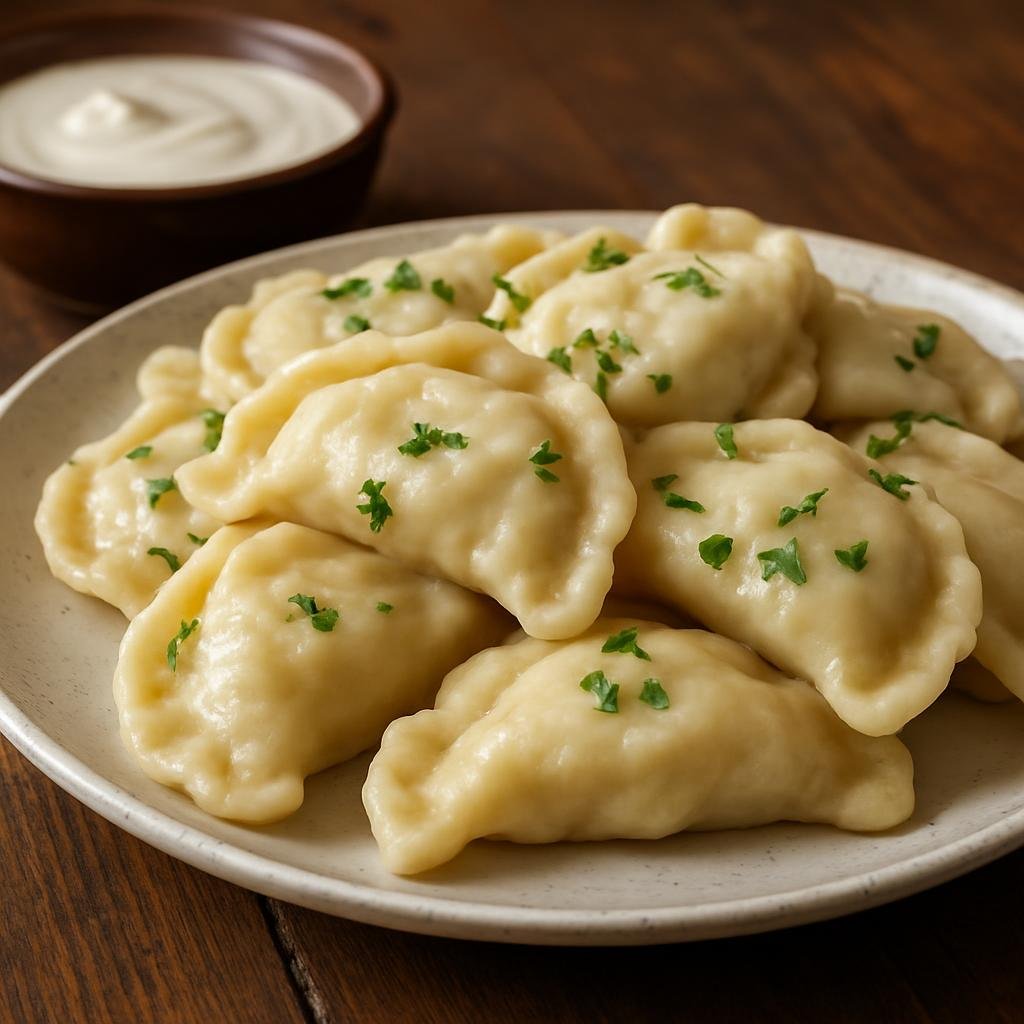 Entree: Russia – Western Siberia – Вареники ➤ Vareniki (Boiled filled dumplings typically stuffed with potato, farmer's cheese, or fruit) recipe