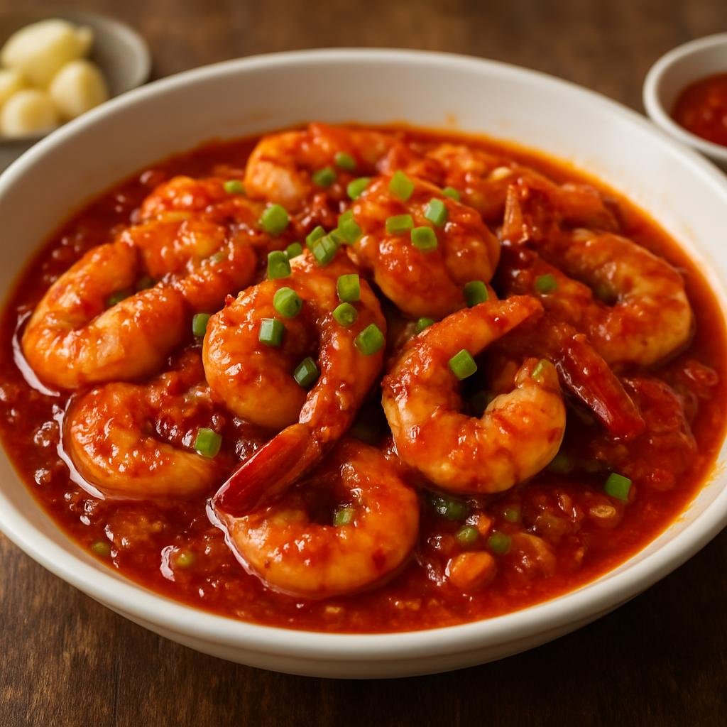 Entree: China – Macau – 澳門辣椒蝦 ➤ Àomén làjiāo xiā (Spicy garlicky shrimp in a sweet-tangy Macanese chili-tomato sauce) recipe
