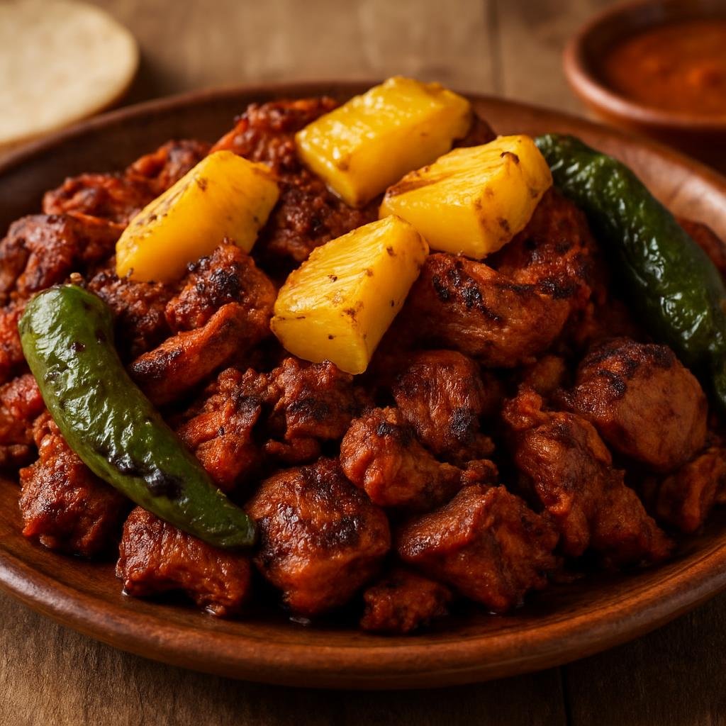 Entree: Mexico – Tamaulipas & Gulf North – Cabrito al Pastor (Marinated young goat roasted al pastor-style with chilies and pineapple) recipe