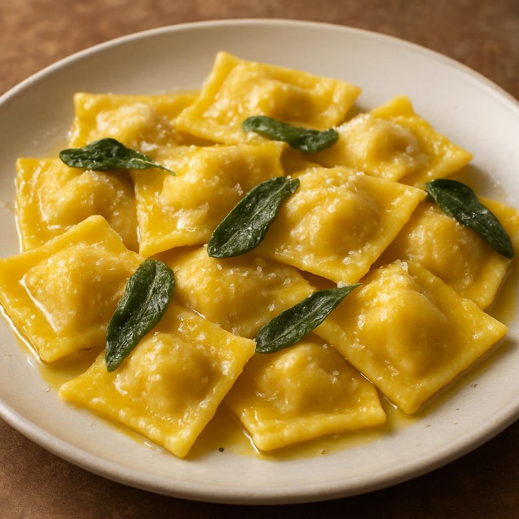 Entree: Italy – Tuscany – Tortelli di Patate (Potato-filled hand-rolled pasta pillows served with butter and sage) recipe