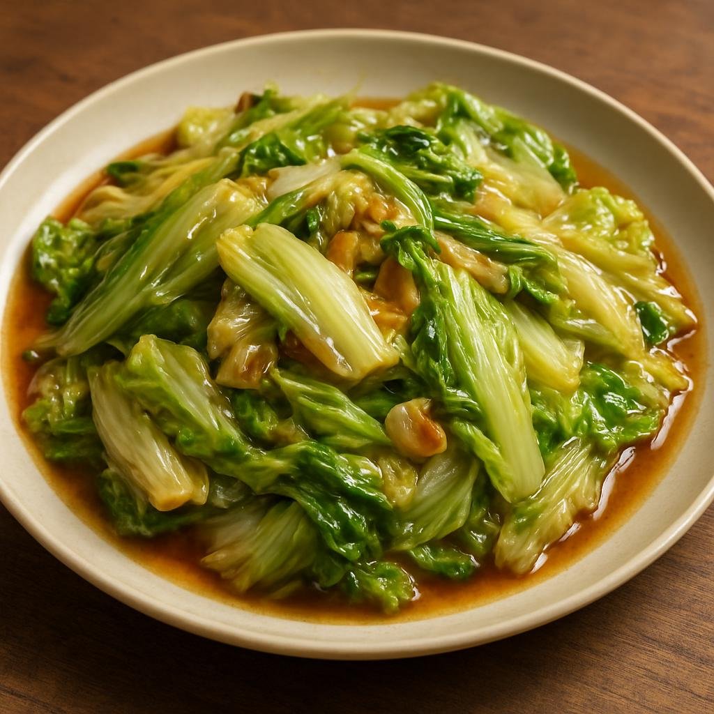 Entree: China – Northeast Dongbei – 东北炒白菜 ➤ Dōngběi chǎo báicài (Quick wok-stirred Northeast Chinese cabbage flavored with garlic, scallion, soy and a splash of vinegar) recipe