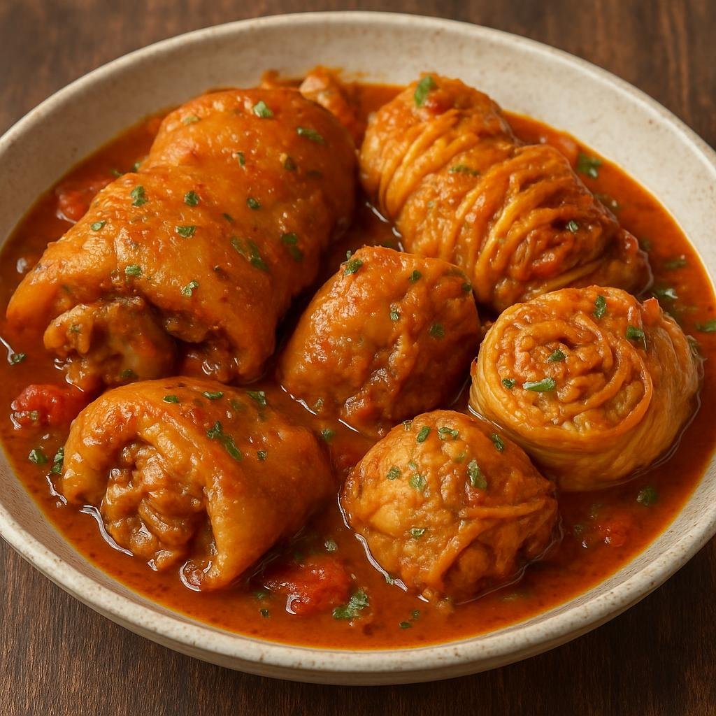 Entree: France – Provence – Pieds et Paquets (Stew of sheep's trotters and parcels of stuffed tripe simmered in tomato, white wine, and herb sauce) recipe