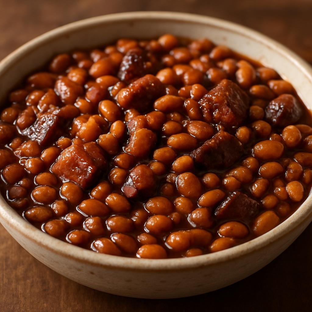 Entree: United States – New England – Boston Baked Beans (Slow-baked navy beans in a sweet-savory molasses and pork sauce) recipe