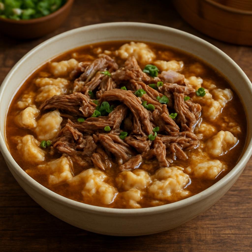 Entree: China – Shaanxi – 羊肉泡馍 ➤ Yángròu pàomó (Shaanxi torn flatbread soaked in rich mutton broth with shredded lamb) recipe