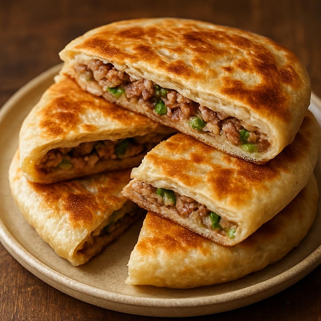 Entree: China – Shaanxi – 锅盔 ➤ Guōkuī (Crispy, layered flatbread from Shaanxi often stuffed with savory meat and aromatics) recipe