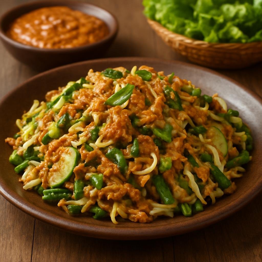 Entree: Indonesia – Sundanese West Java – Karedok (Sundanese raw vegetable salad dressed in a spicy peanut sauce) recipe
