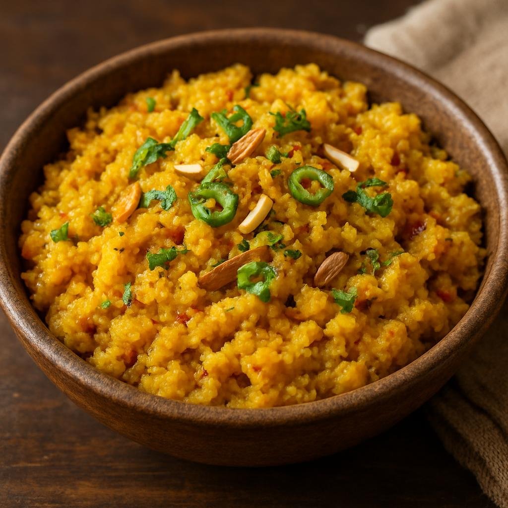 Entree: India – Madhya Pradesh – भुट्टे का कीस ➤ Bhutte Ka Kees (Grated spiced corn cooked with ghee, milk and aromatics, a savory-sweet street-food style dish from Madhya Pradesh) recipe