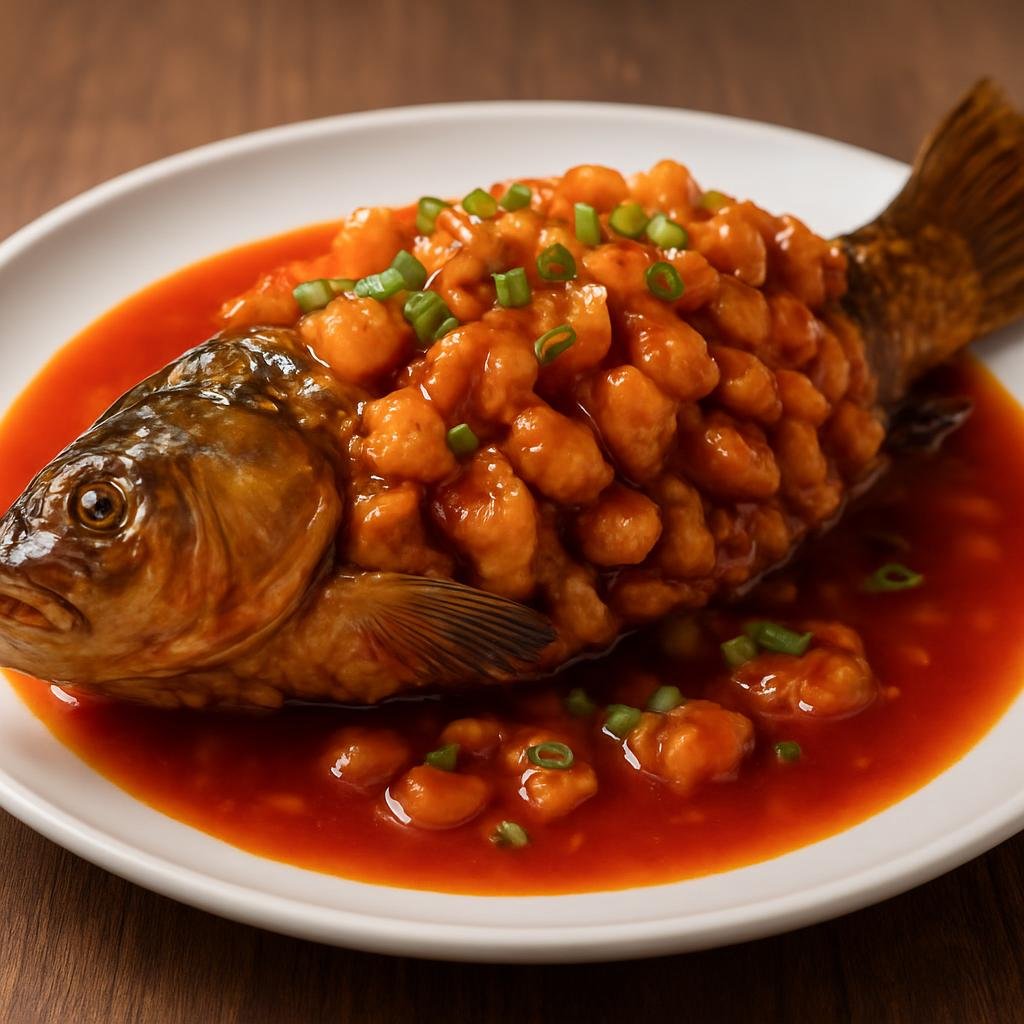 Entree: China – Shandong – 糖醋鲤鱼 ➤ Tángcù Lǐyú (Whole carp finished with a glossy sweet-and-sour sauce) recipe